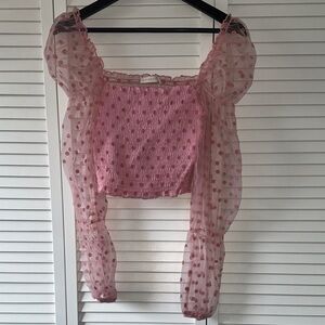 Elegant Pink Polka Dot Blouse